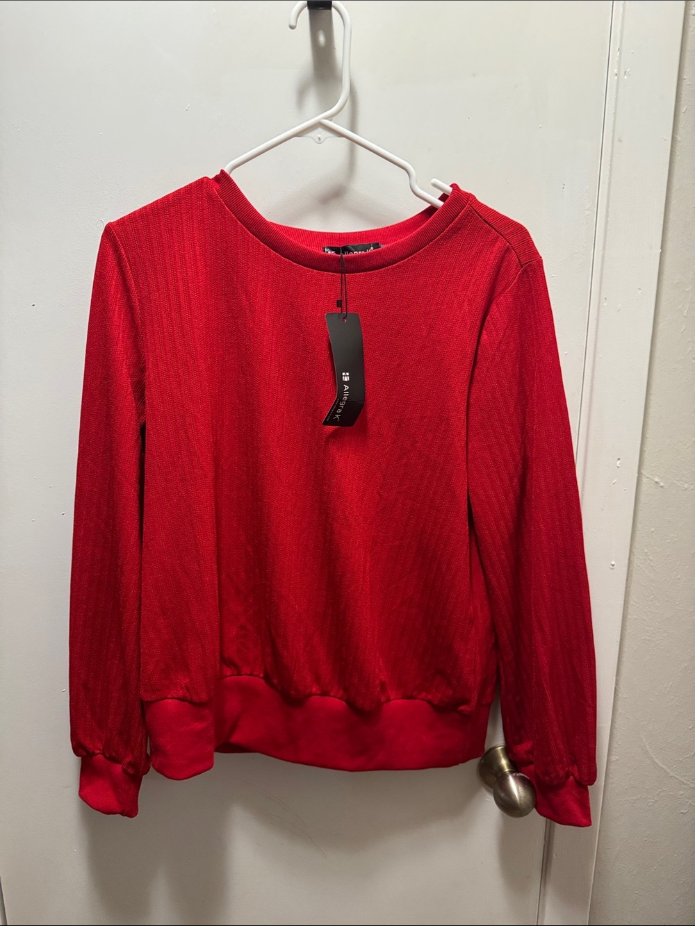 Allegra K Red Crewneck Long-Sleeve Sweater(6)